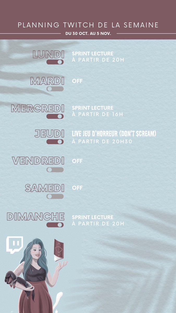 Pas mal de stream cette semaine 👉 m.twitch.tv/madamepointvir…