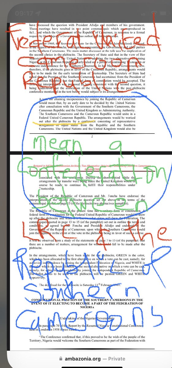 edwin_ngang's tweet photo. 01-01-1960: Republic of Cameroun 🇨🇲 is independent as per 03/13/59 UN Res. 1359 (xxiii). Yet on 01/13/1960 RoC 🇨🇲 applies for UN membership as “THE STATE OF CAMEROONS”! Why? Because pan Cameroon pre determinism anticipated ANNEXATION by guise of that fake 10/01/ 61 CONFEDERATION https://t.co/UR2JRaCBC5
