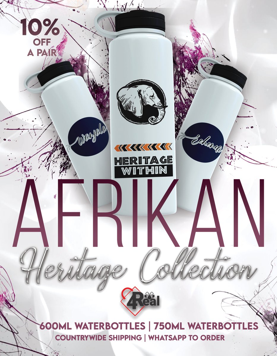 4real_254's tweet image. Elevate your daily hydration routine with a touch of Afrikan elegance. Our Heritage Collection water bottles are more than just a drink, they're a statement. Get yours now! 💧🌿

#HeritageElegance
#4RealGiftStore
#HydrationEssentials
#AfricanElegance
#HeritageCollection