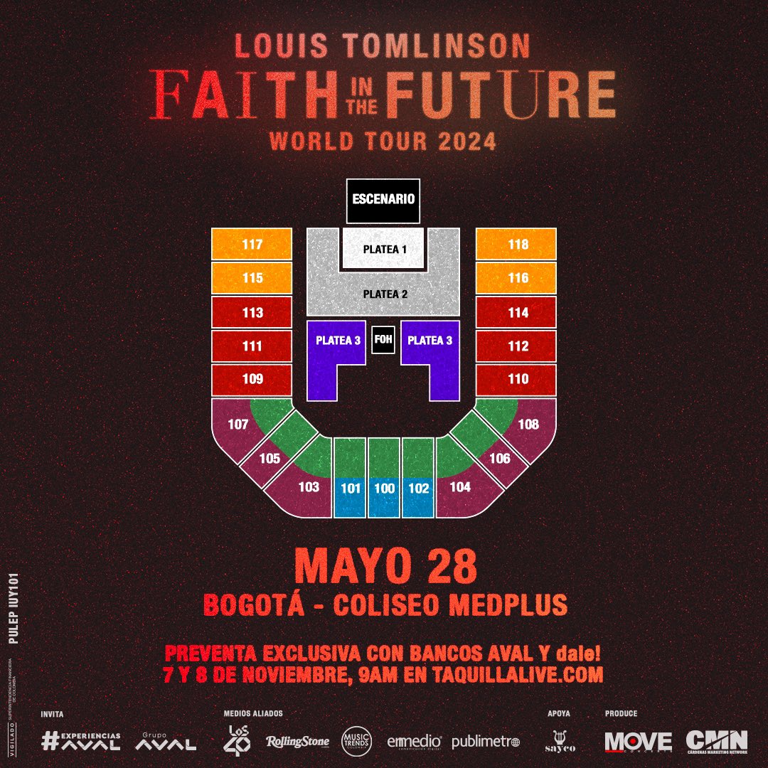 Bogotaenvivo's tweet photo. Louis Tomlinson regresa a Colombia 🇨🇴 El 28 de mayo viviremos uno de los shows más importantes en el @coliseomedplus
🎫Entradas disponibles en preventa con @xperienciasaval el 7 y 8 de noviembre, venta general desde el 9 de noviembre por https://t.co/82UNA9B3r3
#MoveExperience https://t.co/5HFTH575Sx