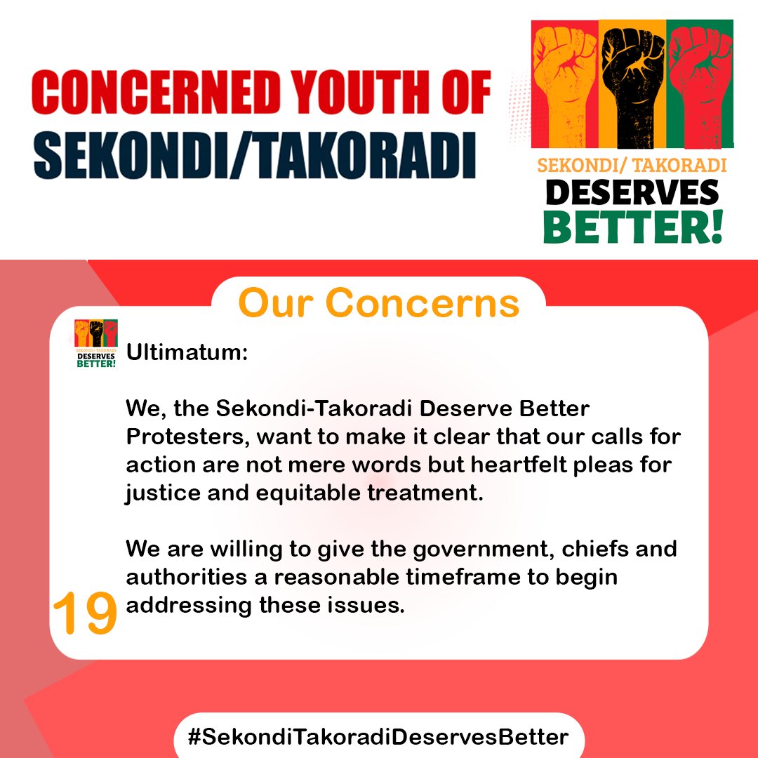 SekTadiDB's tweet photo. OUR CONCERNS

19. Ultimatum!

#SekTakoradiDeservesBetter
#SekondiTakoradiDeservesBetter https://t.co/wdkWXFhtCG