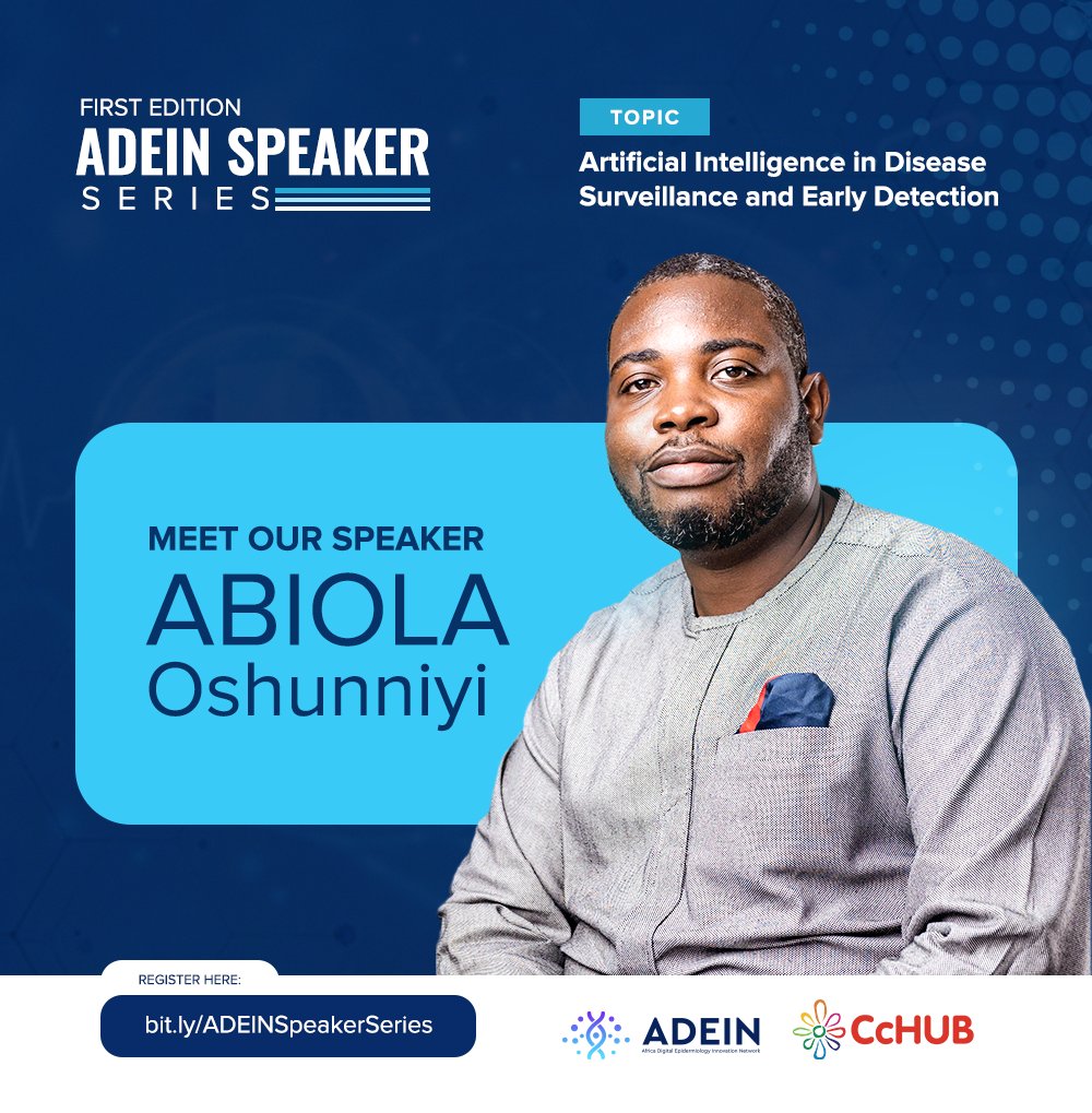 Please join this Friday, 3rd November by 11 am WAT for the maiden speaker series of the Africa Digital Epidemiology Innovation Network (ADEIN) to discuss Artificial Intelligence #AI in Diseases Surveillance and Early Detection. 

Register at bit.ly/ADEINSpeakerSe…
