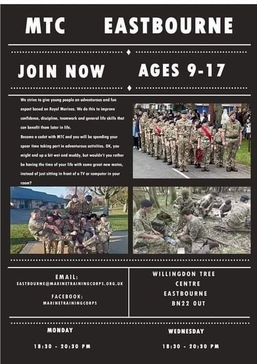 Willingdon_Tree's tweet photo. Join Marine Training Corps Eastbourne every Monday and Wednesday 6:30pm-8:30pm. For more information please get in touch with them by emailing eastbourne@marinetrainingcorps.org.uk or find them on Facebook by searching 'Marine Training Corps'. https://t.co/GdK2XxQK2k