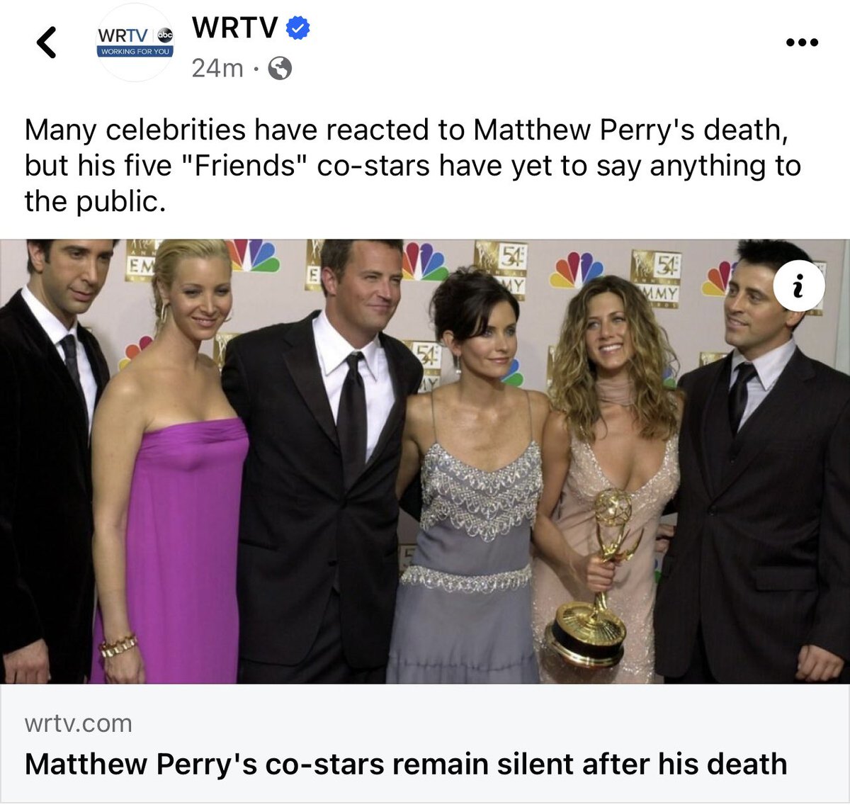 A man dies on Saturday &amp; you post that some of his closest friends have “remained silent” bc they haven’t made a public statement by Monday morning??? Uh is there a time frame on making a statement when a loved one dies?? REAL PEOPLE ARE GRIEVING. Do better <a href="/wrtv/">WRTV Indianapolis</a>