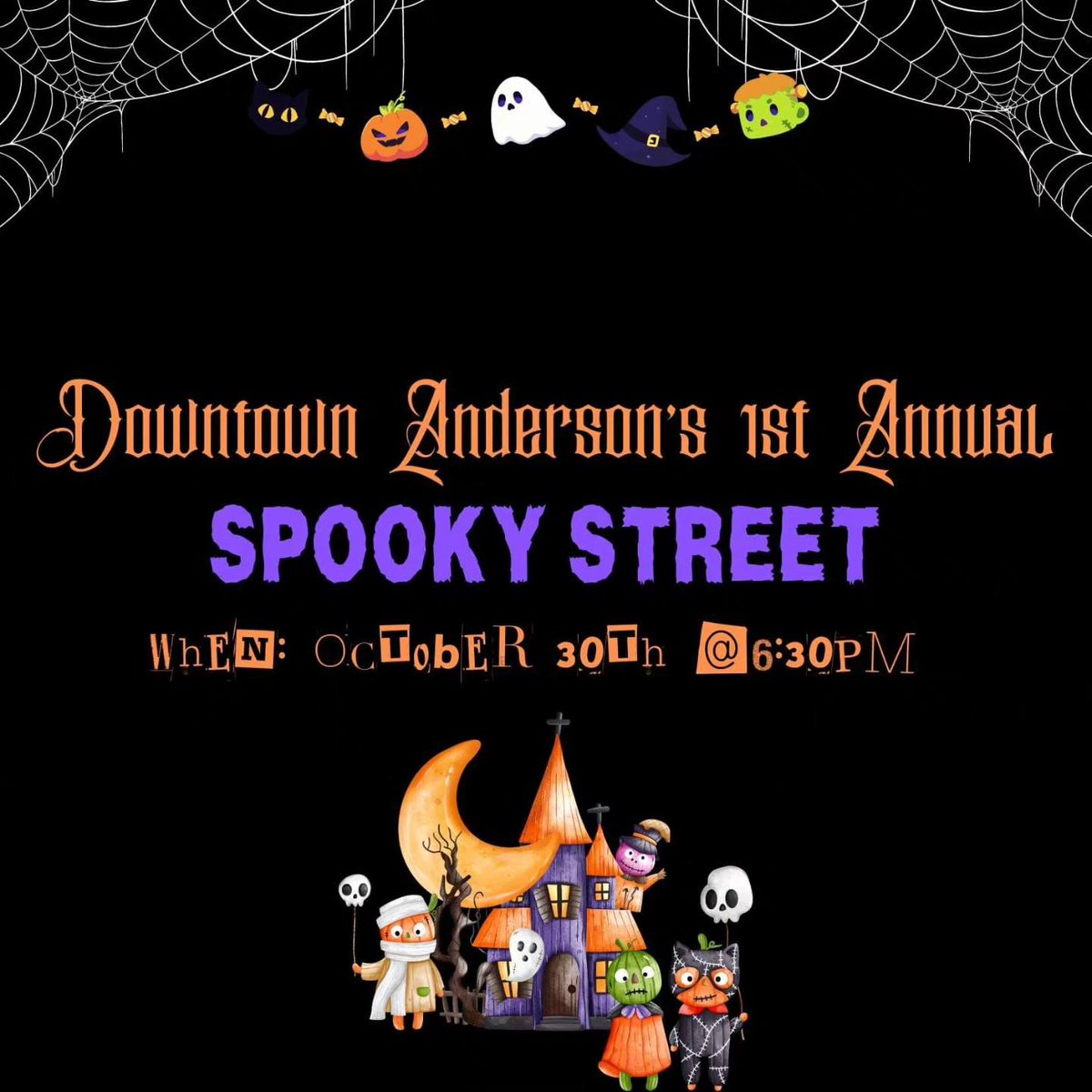 TONIGHT 🍂🎃👻 

Make sure to stop by the Anderson Area Chamber of Commerce while you're trick-or-treating on Spooky Street tonight. We are stocked with lots of candy for your kiddos! 🍬