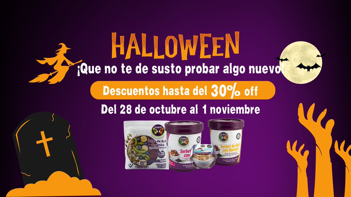 ¡Que no te de miedo probar algo nuevo ! 😢
Aprovecha de nuestra promoción de Halloween hasta el 1er de noviembre, podrás comprar en nuestra página con descuentos hasta del 30% off 🎃👻

Compra en amapuri.com
