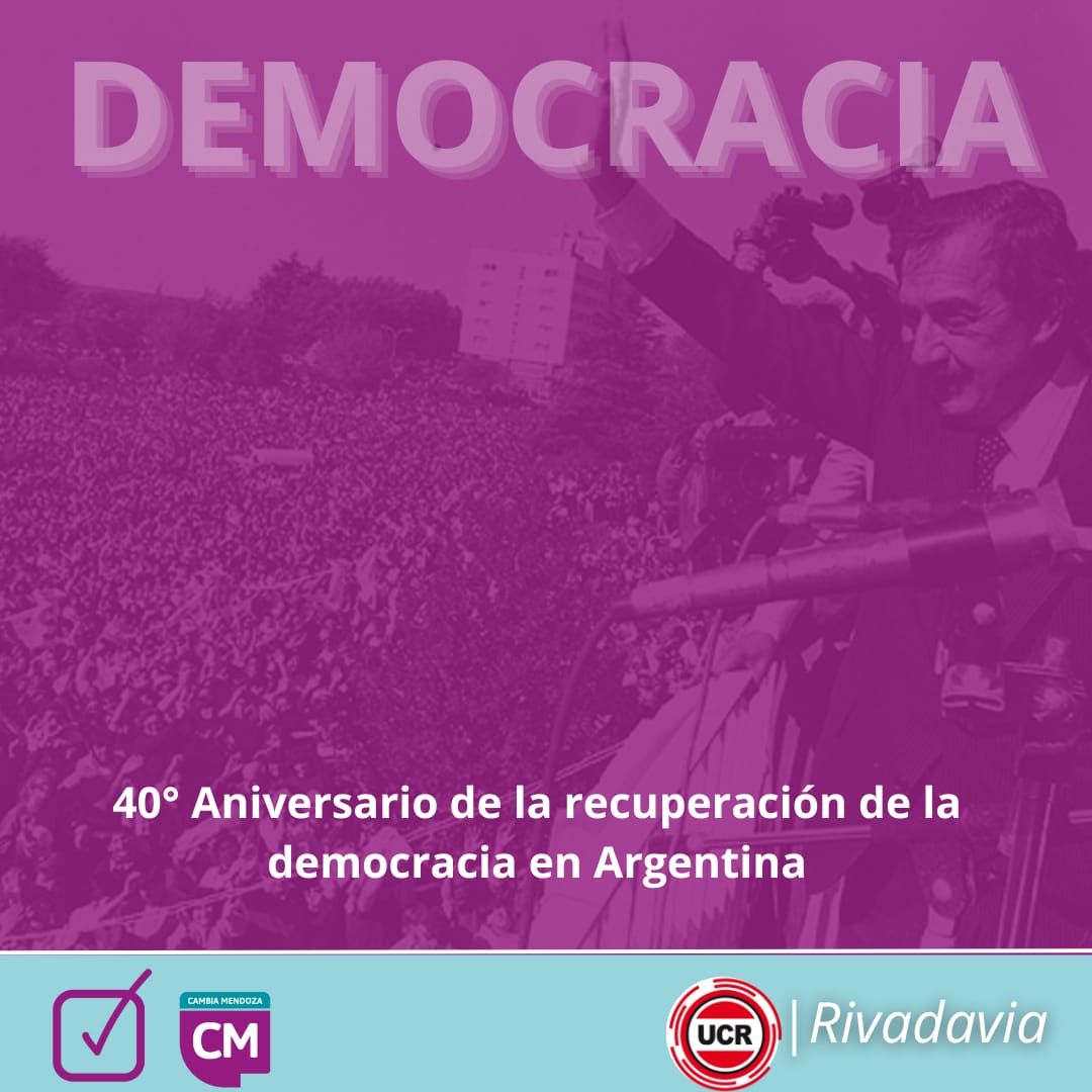 Hace 40 años los argentinos volvían a las urnas para expresar su voluntad libremente.

 Desde la UCR Rivadavia retomamos el compromiso  con la democracia, y sus contenidos cardinales, la libertad, los derechos humanos, la producción y el trabajo y la igualdad e oportunidades.