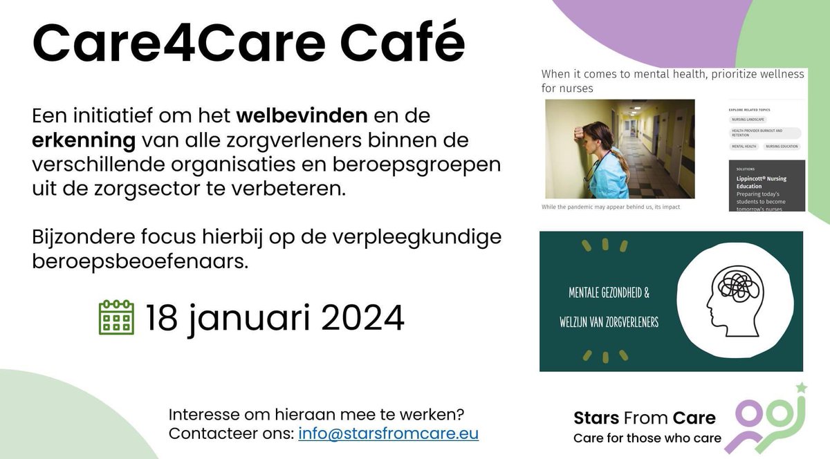 📣 GREAT NEWS! Stars from Care organiseert Care4Care Café 📣
📌 noteer alvast donderdag 18 januari 2024 in je agenda! 📆