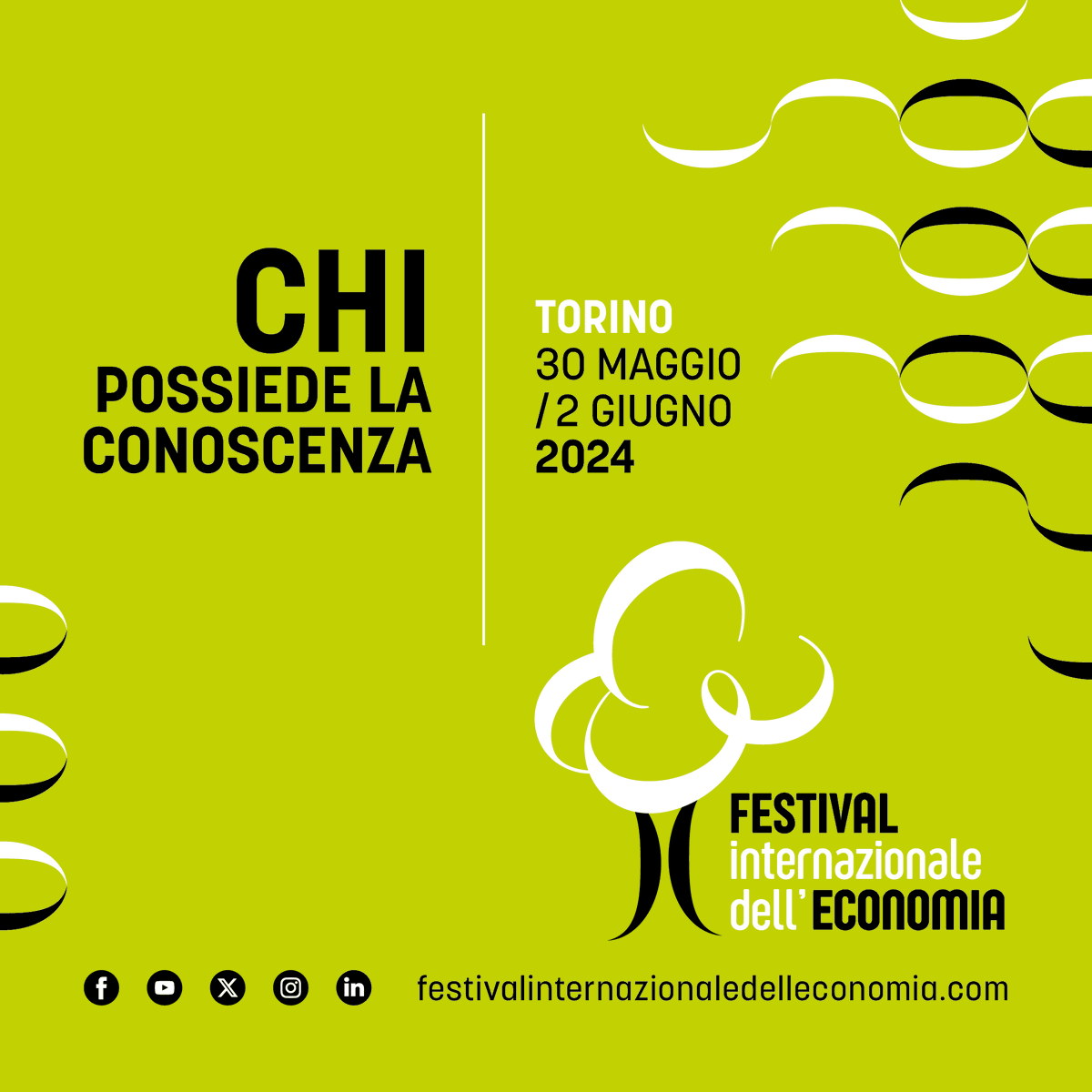 “Chi possiede la conoscenza” è il tema della terza edizione del Festival Internazionale dell’Economia, che si svolgerà dal 30 maggio al 2 giugno 2024 a Torino. Scopri di più sul sito festivalinternazionaledelleconomia.com #fie24 , Torino 30 maggio- 2 giugno 2024 #SaveTheDate