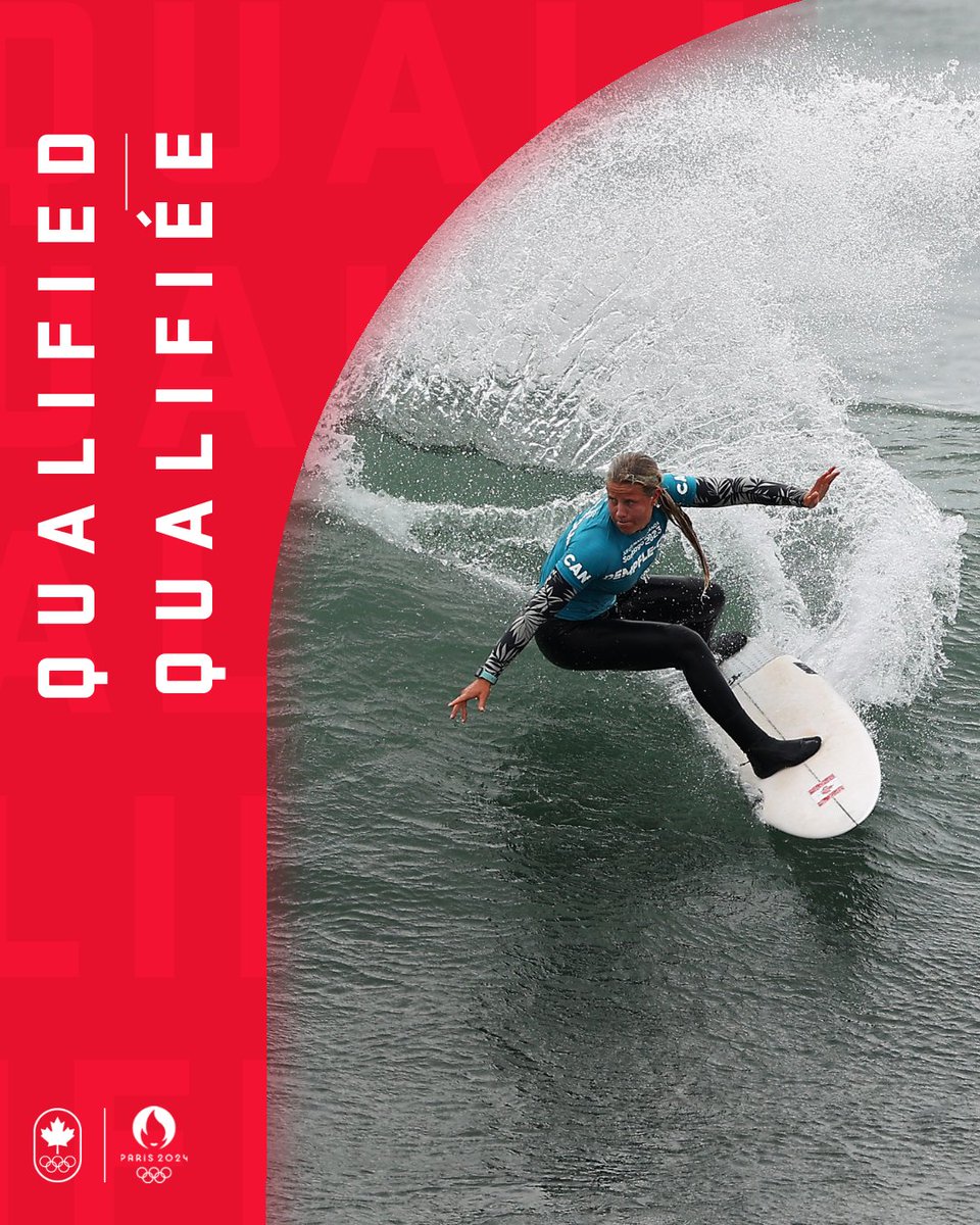 TeamCanada's tweet photo. Sanoa Dempfle-Olin is on her way to becoming Canada's first Olympic surfer!🏄‍♀️🇨🇦

She has provisionally qualified for Paris 2024 with her performance at the Santiago 2023 Pan Am Games! #TeamCanada https://t.co/ICfX9yF13r