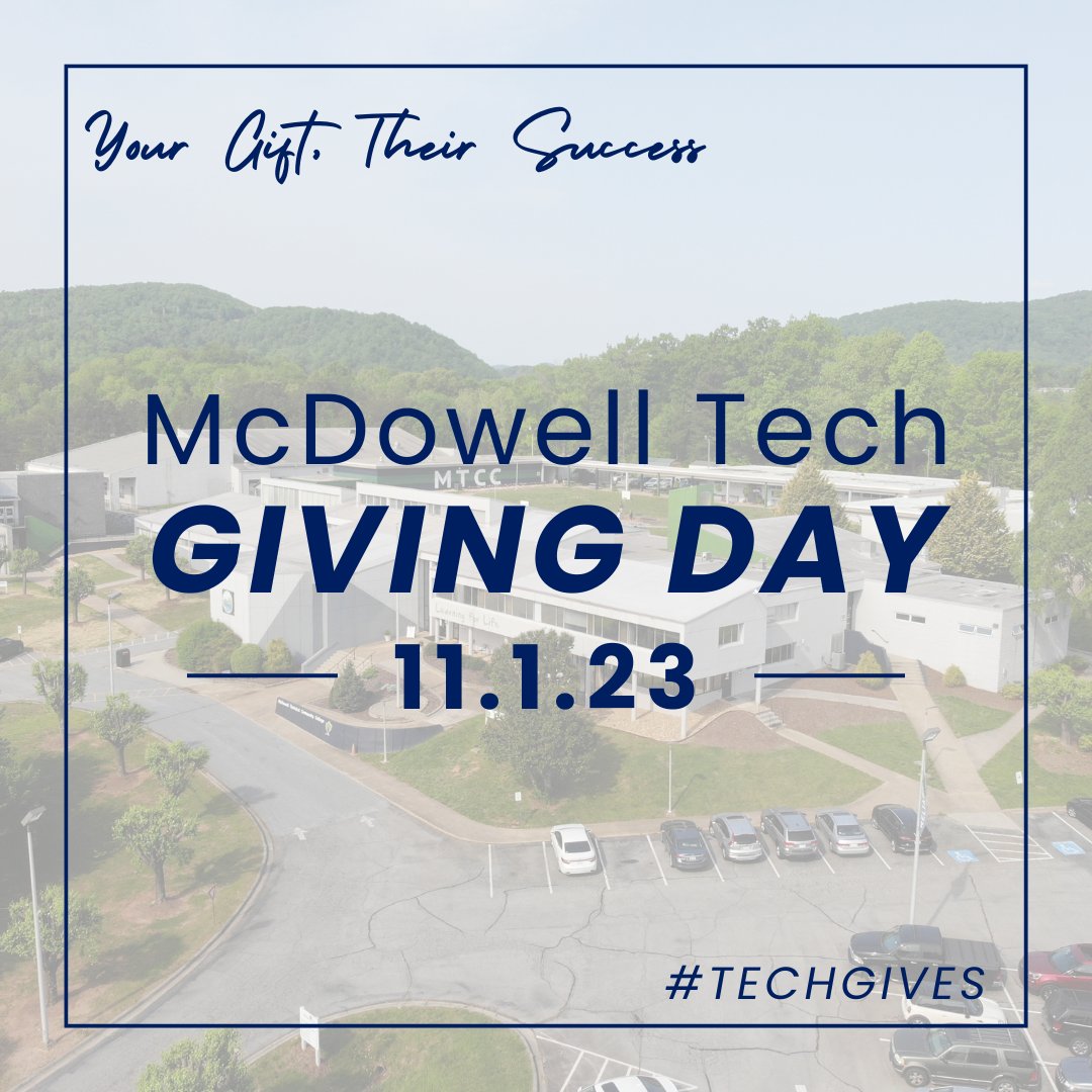 McDowellTechCC's tweet photo. Mark your calendars! McDowell Tech Giving Day is just around the corner on November 1st. Let’s make education accessible and careers achievable! Stay tuned for more details!
#TechGives #GivingDay https://t.co/RiJ8iIZZYd