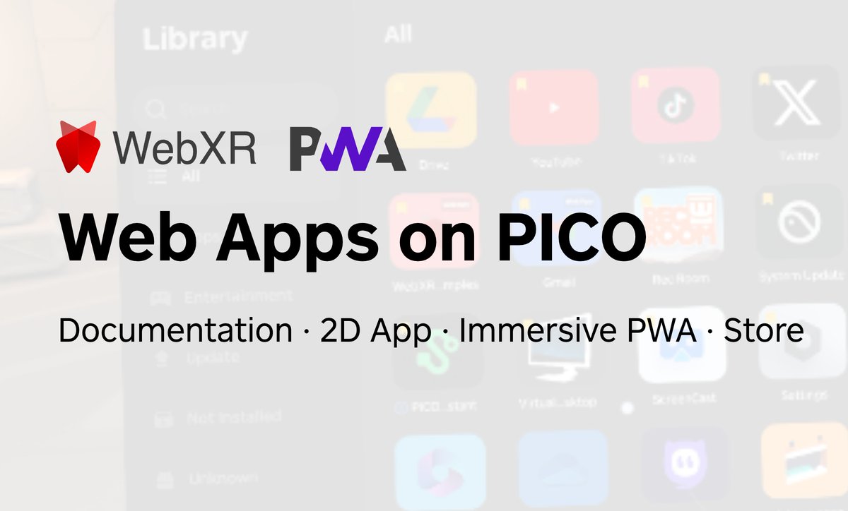 PICOXR_Dev's tweet image. PICO officially supports Web Apps and web devs! With open web tech you can create 2D apps as well as fully immersive VR/MR apps. Join us to explore the endless possibilities of combined XR and web, and be a part of the GUI revolution! #PICO #WebApp #WebXR
developer-global.pico-interactive.com/news/web/