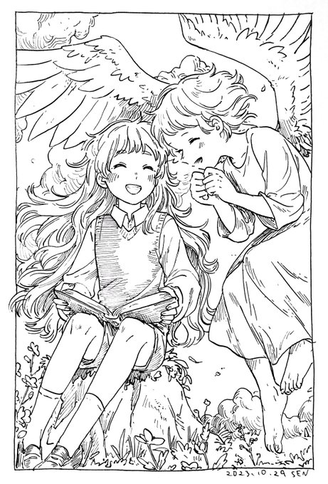 「一緒に読もうよ」 #inktober #inktober2023