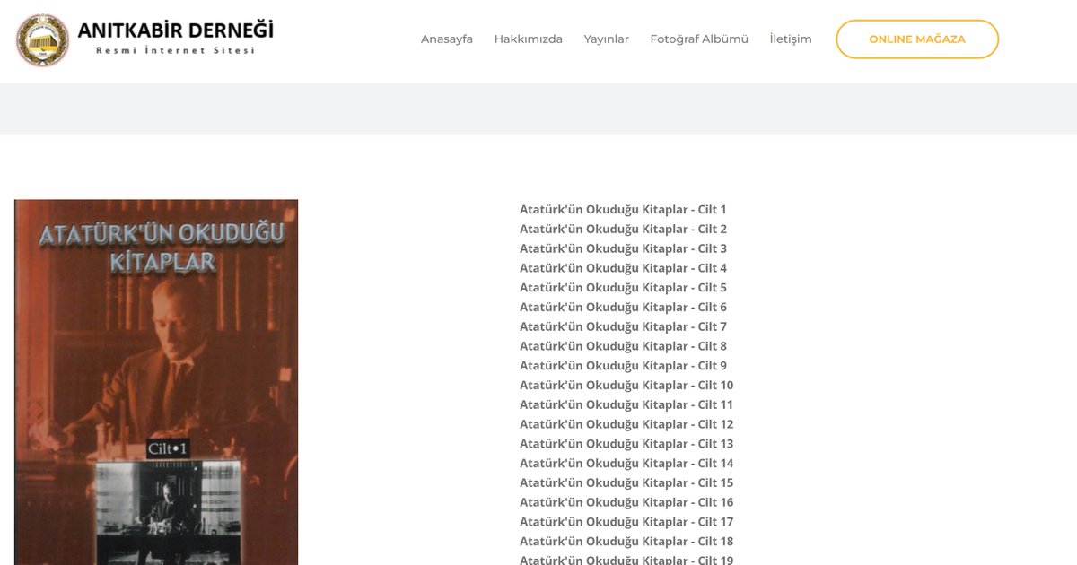 ▪Cumhuriyetin 100. yılına istinaden harika bir arşiv çalışması.
▪Anıtkabir Derneği, Atatürk’ün okuduğu kitapları aldığı notlar ve altını çizdiği yerleri de tarayarak harika bir arşiv oluşturmuş. 👇
anitkabir.com.tr/icerik/9/kitap…