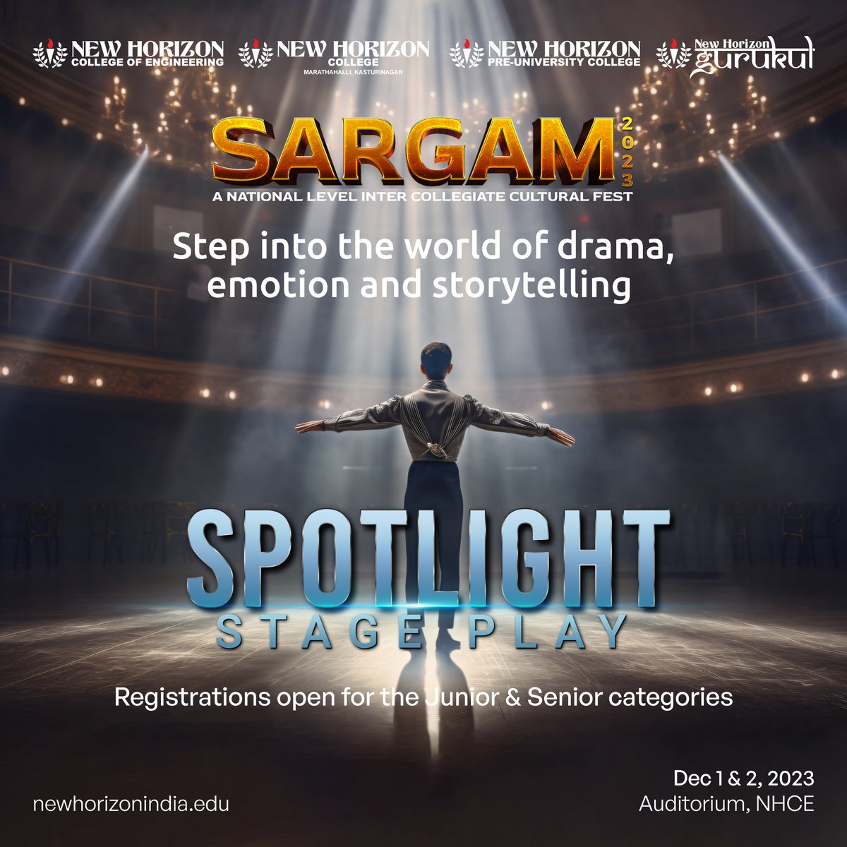 NHGurukul's tweet photo. Teams of 10-15 members will have 10+4 minutes to impress judges with their creativity, humor, message clarity, and teamwork. Props and 2 musical instruments are allowed. ✨
Be a part of an unforgettable showcase! 🤩
Registrations are open now. ✅

#Sargam #sargamfest #ramleela https://t.co/1Qh96F0LM0