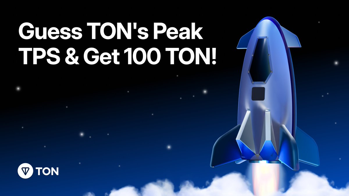 Predict TON's peak TPS in tomorrow's world record attempt and win 100 $TON! 🚀

1️⃣ Submit your TPS prediction (only 1 allowed): forms.gle/okqVYHB8ZuVqdk…
2️⃣ Follow, retweet &amp; comment #TON 💎

Closest guess to the final result wins! 🏆

⏳ 24 hours to go: live.ton.org