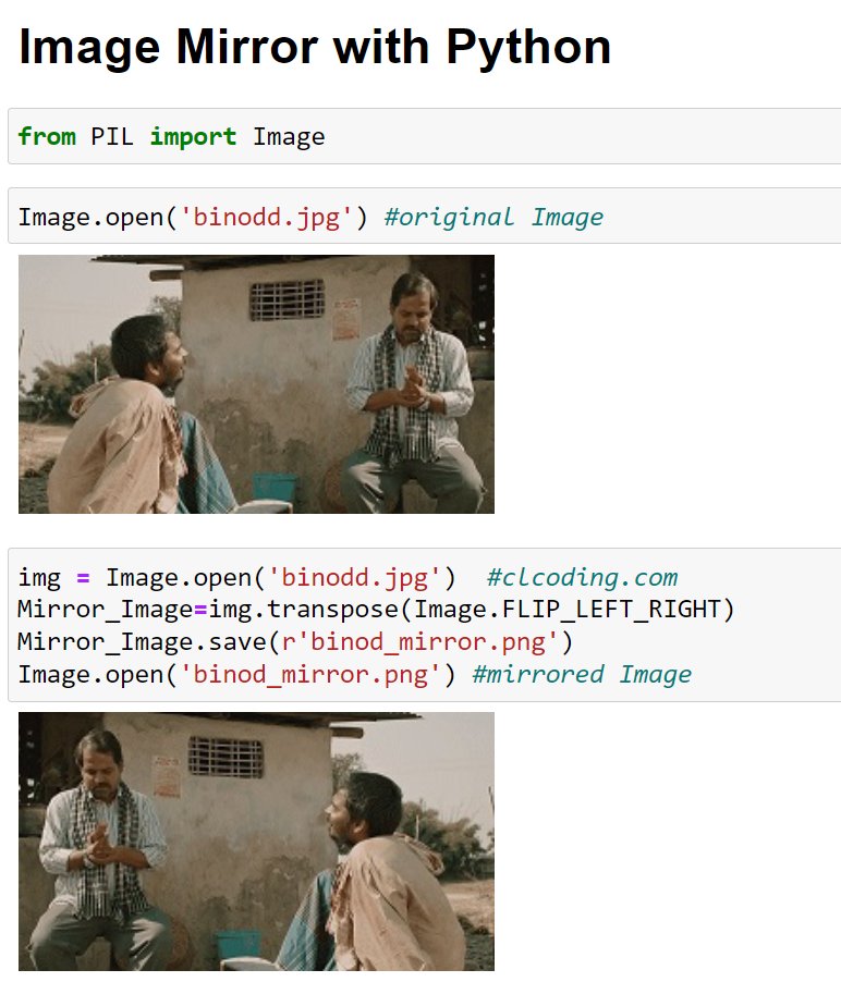 adityacse1996's tweet image. Unlock the magic of Python to create stunning image mirrors! ✨🐍 #PythonMagic #ImageMirrors @BillGates @clcoding @elonmusk @SpaceX @TechCrunch @GooglePayIndia @Paytm