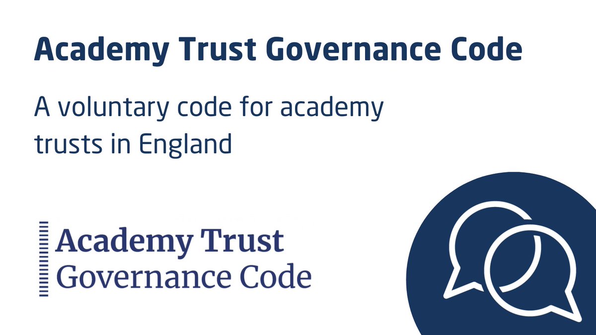 CSTvoice's tweet photo. What is the new Academy Trust Governance Code? Launched at our Annual Conference earlier this month, this new code sets out principles, desired outcomes and recommended practice for effective governance within school trusts. Find out more: https://t.co/hP3WGQzWTT https://t.co/7DuInRhFZV