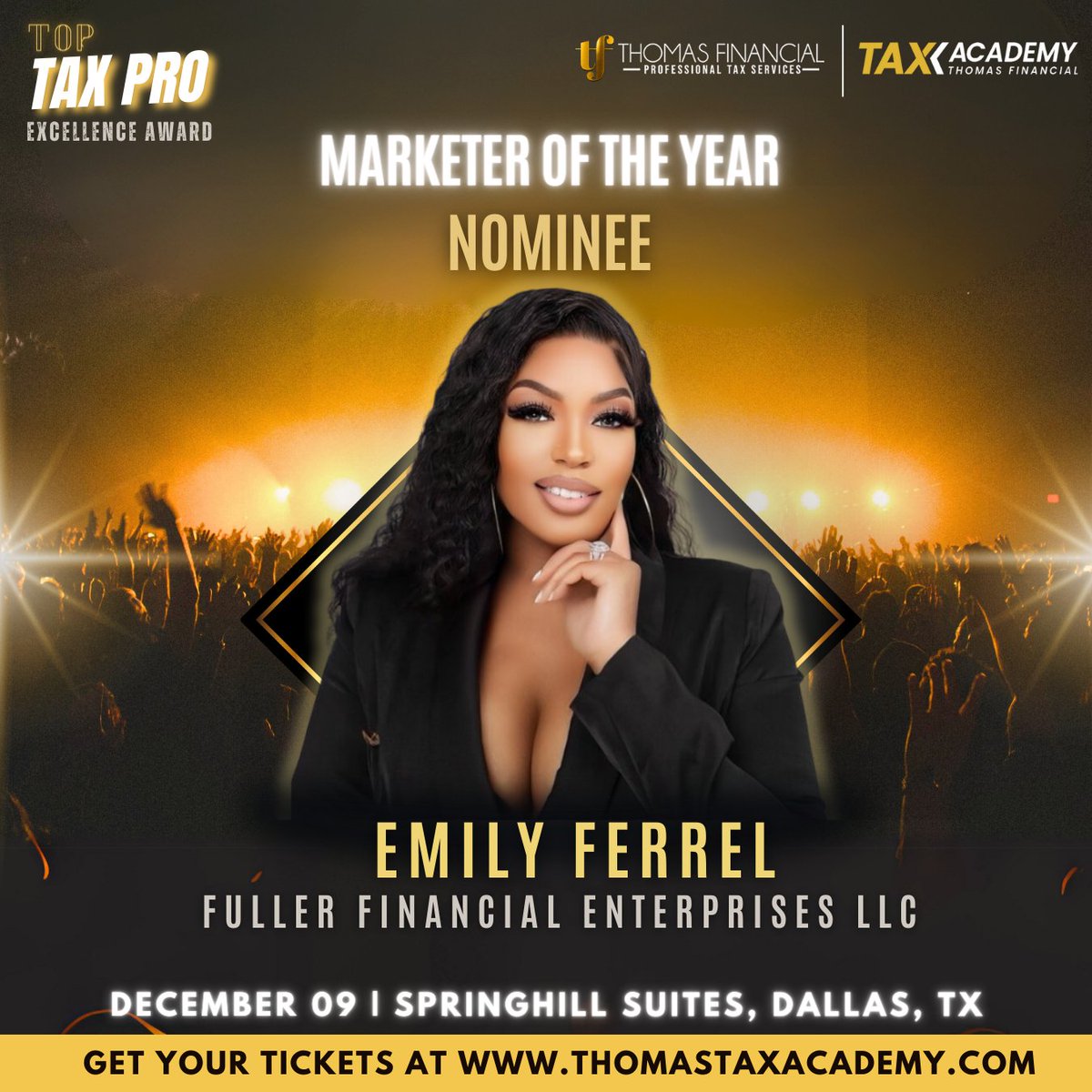 thomasfinllc's tweet image. Join the excitement at Thomas Financial's Tax Summit on Dec 9th at Springhill Suites, TX, where we'll bestow the prestigious Top Tax Pro Excellence Award.

Vote for your Marketeer Talent of the Year here 👉 bit.ly/TopTaxProExcel…

#MarketeerOfTheYear #TFTaxSummit #DallasEvent