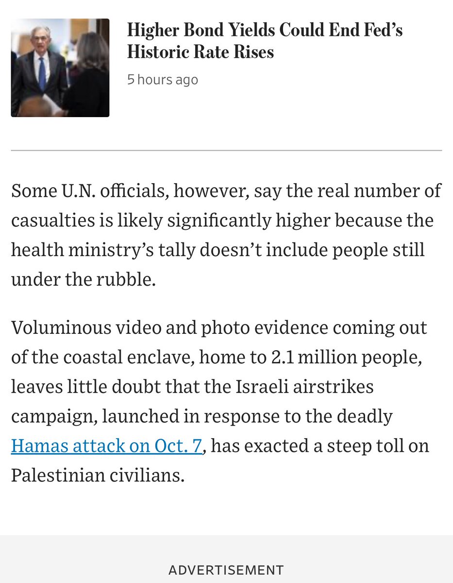 GoodPoliticGuy's tweet photo. WSJ admits that Biden’s claim that the Gaza Health Ministry casualty estimations are not reliable is bullshit. The UN actually estimates the toll is HIGHER than what’s been stated. Biden’s refutation of the death toll is based on absolutely nothing. It’s just PR for war crimes. https://t.co/nYhP31BDCx