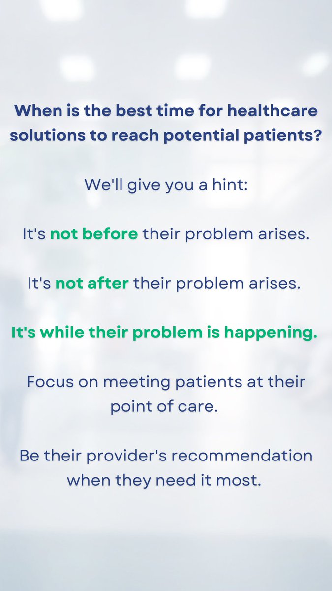 Prescriptive healthcare conversations happen at the point of care. #healthcaremarketing #patientacquisition #virtualcare