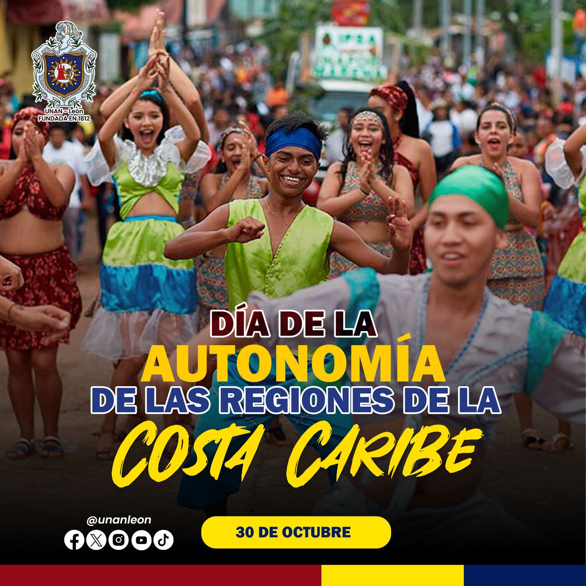 La UNAN-León conmemora los 36 años de libertad y de reconocimiento a los derechos ancestrales de los Pueblos Indígenas y Afrodescendientes sobre la Costa Caribe de nuestra Nicaragua.