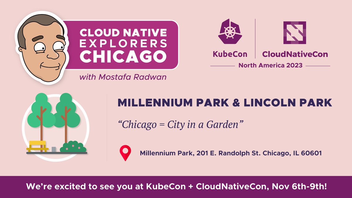 Join the #CloudNativeExplorers at #KubeCon + #CloudNativeCon next week! Relax + recharge in Chicago’s amazing parks, right in the heart of downtown, where you can enjoy interactive fountains, tranquil gardens, public art, skating rinks, rock climbing + plenty of green space 🌳