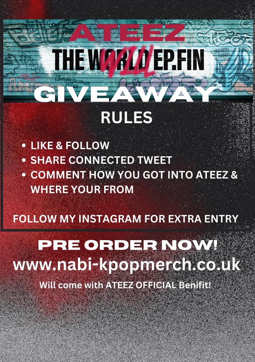 Nabi_KPOP_MERCH's tweet photo. 🦋 NABI GIVEWAY

ATEEZ - THE WORLD EP FIN : WILL ALBUM

RULES IN POSTER - WORLDWIDE

https://t.co/dPlNGYNwIy

#ATEEZ #ATEEZ_WILL #ATEEZCOMEBACK #ATEEZGO #ATINY #ATEEZTHEWORLD #GIVEAWAY #KPOP #KPOPGIVEAWAY #ATEEZGIVEAWAY #ATINYGIVEAWAY https://t.co/fmgEjtDLi6