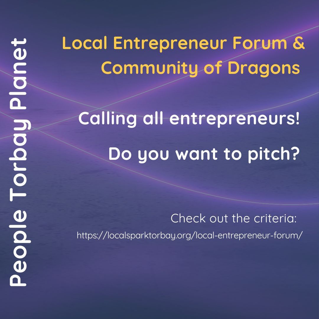 DEADLINE is looming. Want to pitch at our next Local Entrepreneur Forum & Community of Dragons? Don't be shy! @gaiacoffee39, Pankind, @SoundCommunitie, Cycle Torbay CIC, @MindmapsW have all pitched and are thriving. ** please share widely! Details: localsparktorbay.org/event/3rd-loca…