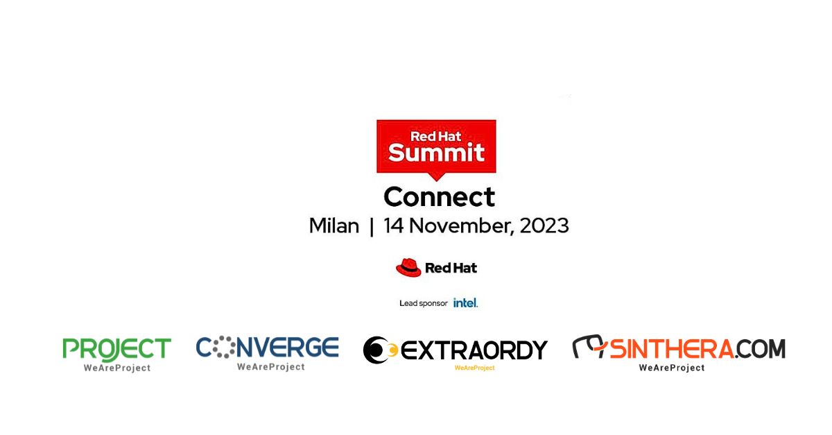 Torna l’evento <a href="/RedHat/">Red Hat</a> #RedHatSummit: Connect a Milano, il 14 novembre, per aggiornarsi su Open #Hybrid #MultiCloud, #AI, #Security, #EdgeComputing, e molto altro. #Sinthera e #WeAreProject, Gold Sponsor dell’evento, vi aspettano nell’area expo! 👉  bit.ly/40iVWhZ