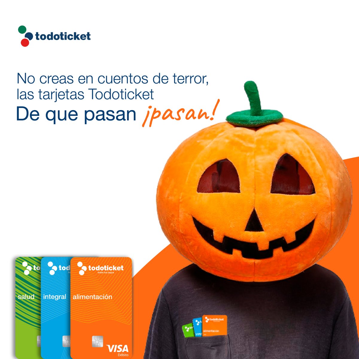 No creas en cuentos de terror al aceptar las tarjetas Todoticket Visa Débito en tu negocio. Porque pasan por tu punto de venta sin necesidad de ningún hechizo 🪄🔮

🦇Así tus ventas de que vuelan, vuelan y tus clientes no se asustan al pagar🦇