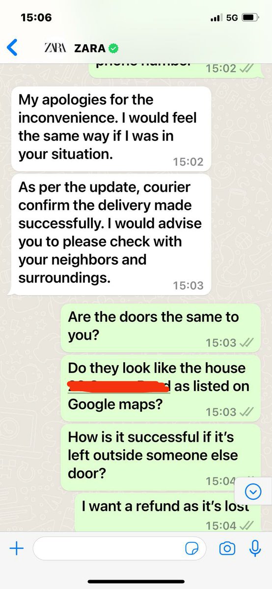 jimmymav's tweet image. @ZARA_Care Can you explain why you can't give a refund for delivering to the wrong address? 
I keep showing you it’s not our front door?