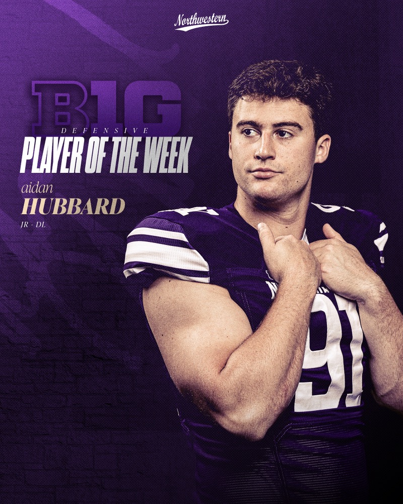 NUFBFamily's tweet image. 𝐁𝟏𝐆 Weekend for Aidan Hubbard

3.0 sacks ✅
B1G win ✅
B1G Defensive Player of the Week ✅