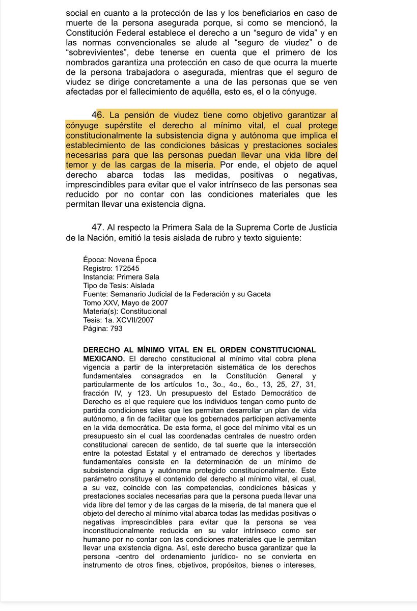 Esta sentencia de #LaCorteContigo protege los derechos a una vida digna en la vejez, a recibir una pensión por viudez sin discriminación y al mínimo vital. 
La #SCJN amparó a un hombre viudo para que pueda vivir de forma digna.  El IMSS le negó la pensión por viudez porque la ley…