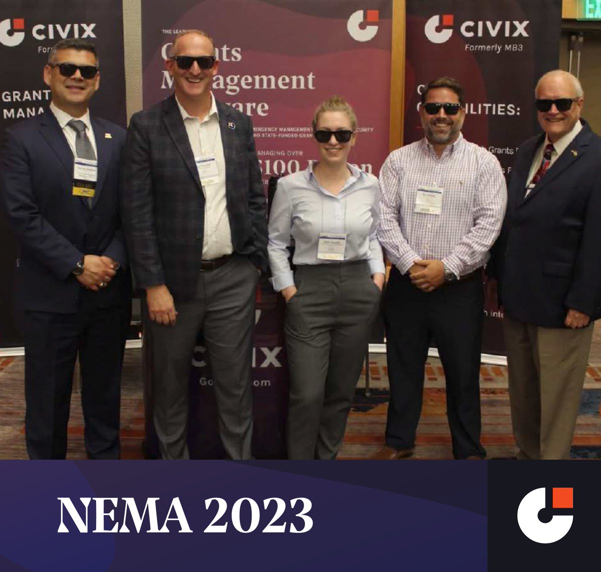 Members of our Grants Management team enjoyed connecting with colleagues at the National Emergency Management Association Annual Forum. 

Civix is proud to sponsor this important association and honored to support the impactful work of its member community!

#GoCivix