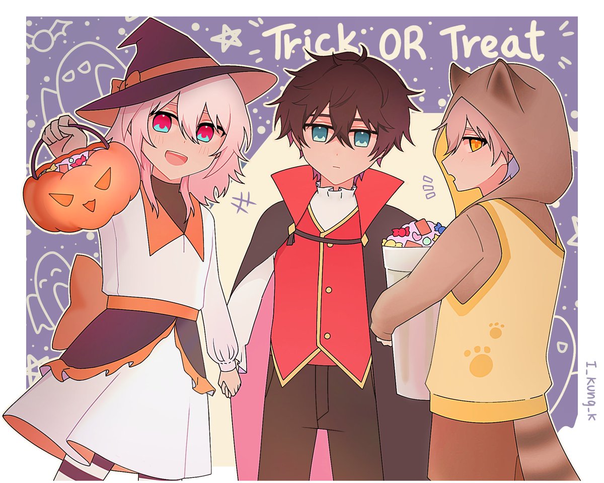 I_kung_k's tweet photo. Happy Halloween ! &amp; little trio
#I_kung 🎃🧛🦝 https://t.co/Mw27c3chqU