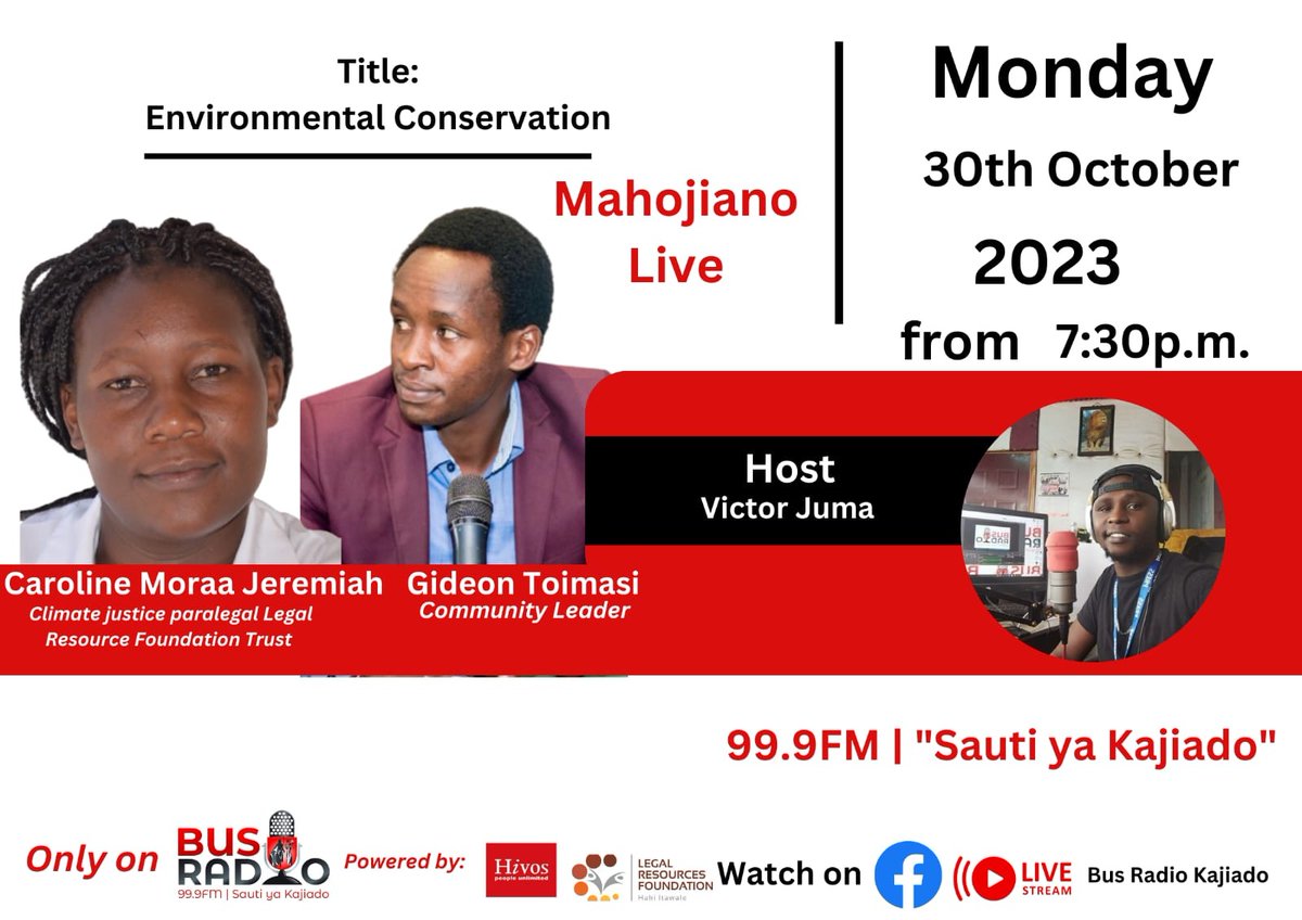 Tune in from 7.30pm and listen to our  Climate Justice  Paralegal  Caroline Moraa as she  dissects Climate Change and environmental issues that are unique to Kajiado County under the auspices of 99.9FM 'Sauti ya Kajiado'