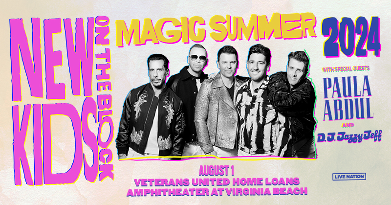 .<a href="/NKOTB/">New Kids on the Block</a> bring back the magic with the #MagicSummerTour 2024 ☀ along with VERY special guests <a href="/PaulaAbdul/">Paula Abdul</a> &amp; @DJJazzyJeff215 to @VABeachAmp Veterans United Home Loans Amphitheater 8/1! Tickets on sale this Friday at 10am here: bit.ly/NKOTBvb24