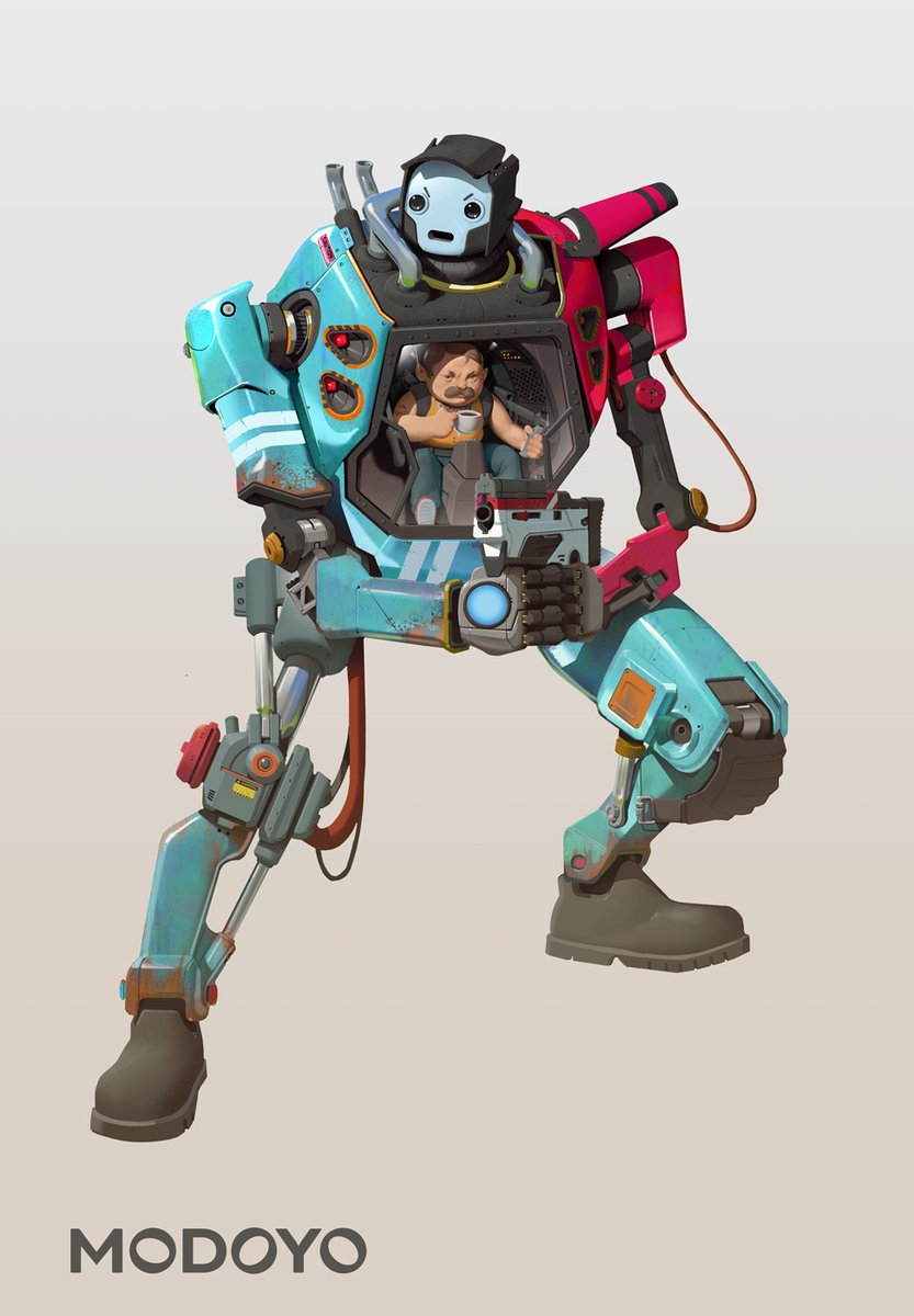 Here is the concept for LeBond☕️Our favorite little guy inside of a big guy, or a big guy with a little guy inside him. 

What more do you want to know about him? 

#ProjectShell #conceptart #FPS 

Make sure to signup to playtest on our website if you have not already! 🔫