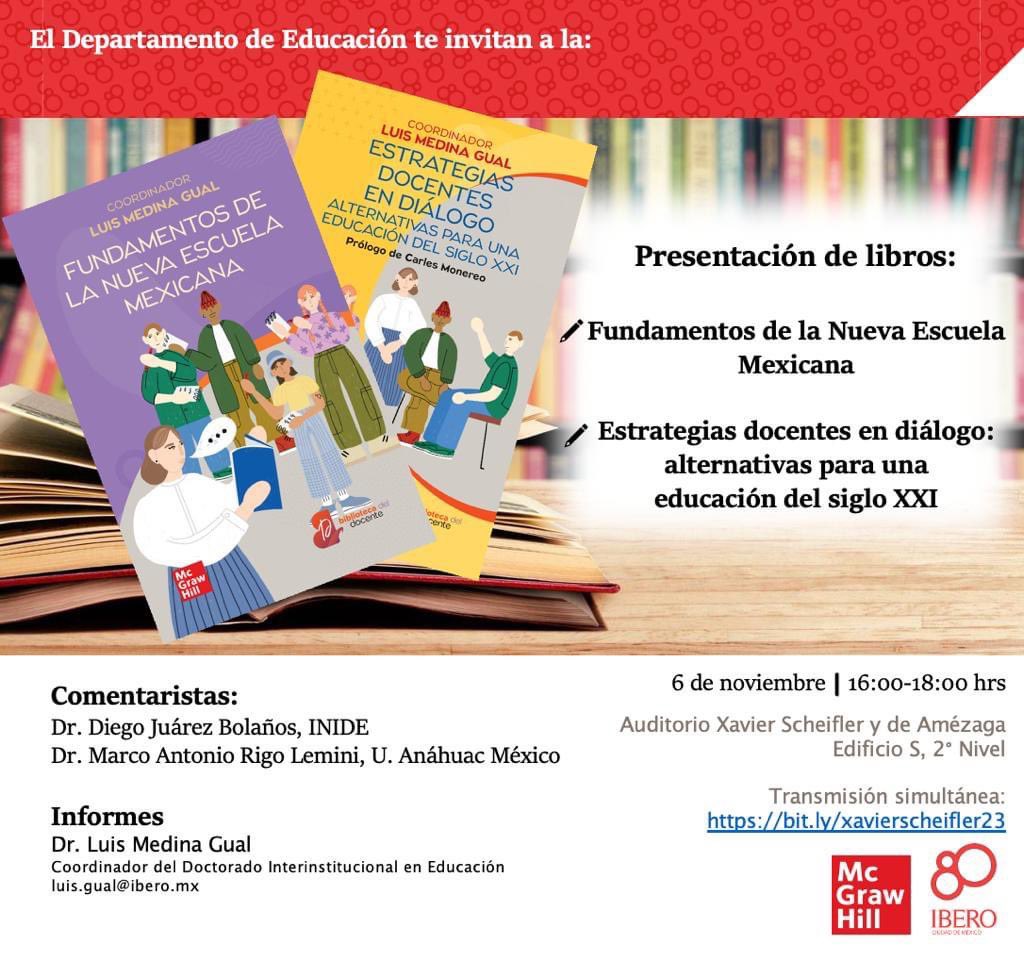 Les invitamos a la presentación de estos textos producto del trabajo colectivo de varias(os) academicas(os) y docentes que quisimos poner un granito de arena en poder llevar a buen puerto la Nueva Escuela Mexicana. @EducacionIbero @IBERO_mx @arceliambordon @mgh_educacion