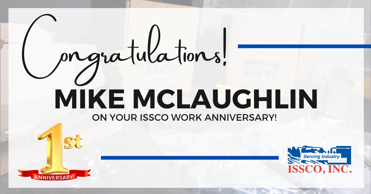 issco_inc's tweet photo. Congratuliations to Mike McLaughlin, ISSCO's Sales Director, on his work anniversary! #Workanniversary #fasteners #fastenerdistribution #fastenerdistributor https://t.co/YsC7AEEICr