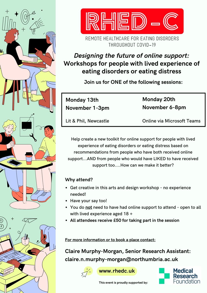 Are you someone with lived experience of eating distress interested in helping to improve the future of online support? Then you may be interested in attending a <a href="/RHEDC_Project/">RHED-C</a>  design workshop this autumn: