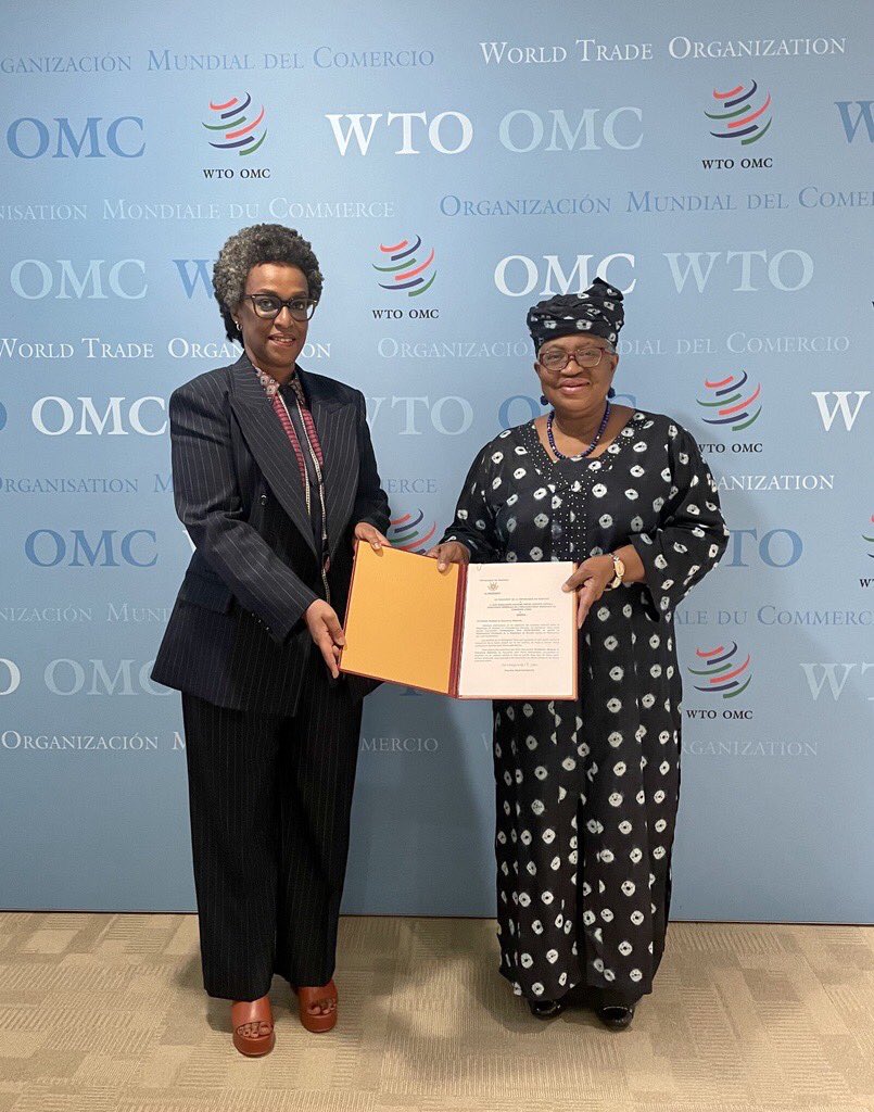 the_woment's tweet photo. Happy to receive credentials today of Their Excellencies, Ambassador @ENkerabirori of Burundi, and Ambassador @RPDSUBEDI of Nepal. Looking forward to working with you as MC13 approaches. https://t.co/g0c4VVd2yt