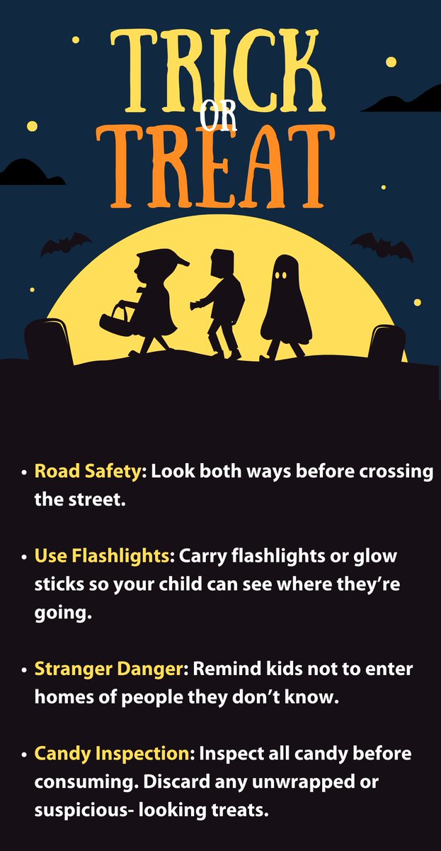 Stay safe this Halloween! Here are some important reminders to ensure a spooktacular and safe time. 
#HappyHalloween