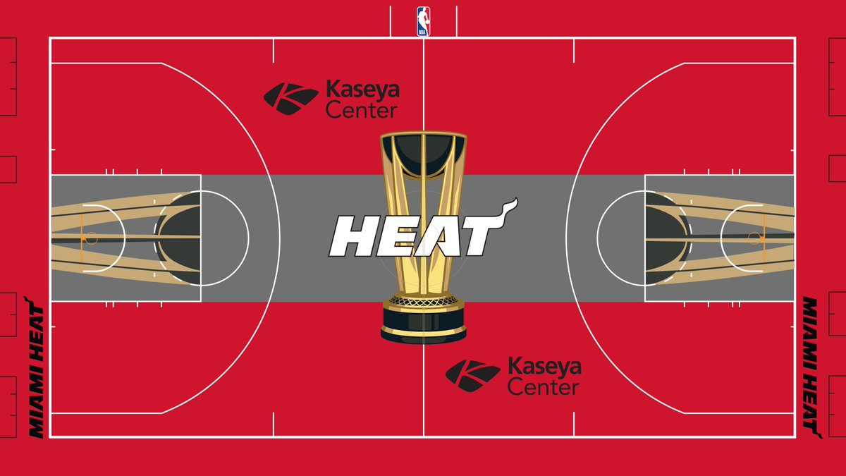 NBA's tweet photo. The @MiamiHEAT all-new court for the NBA In-Season Tournament https://t.co/qF3uQPAubL