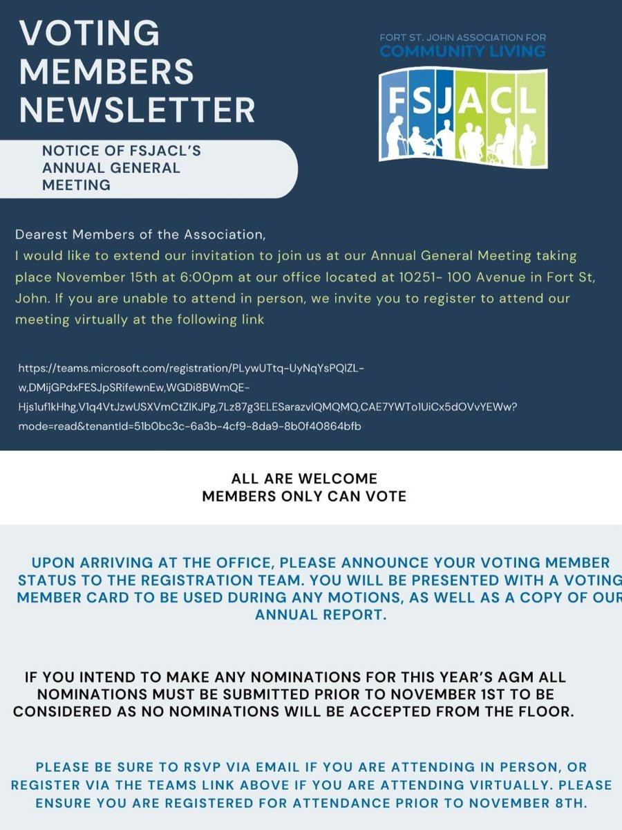 Annual general meeting announcement! Please share ******
Here’s the link for the teams meeting for the AGM:

teams.microsoft.com/registration/P…
#AGM