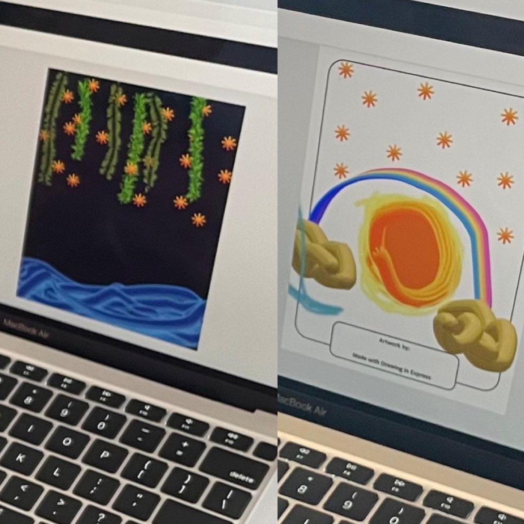 Techteachernyc's tweet photo. Students rocked their first-ever  #AdobeExpress drawings during a live streamed session with Adobe. Check out some of their work for the October Creative Challenge! It was also their first time using a trackpad to draw!👏 🎨 #AdobeCreativeEdu #Creativity4All https://t.co/e4PbpfNh43