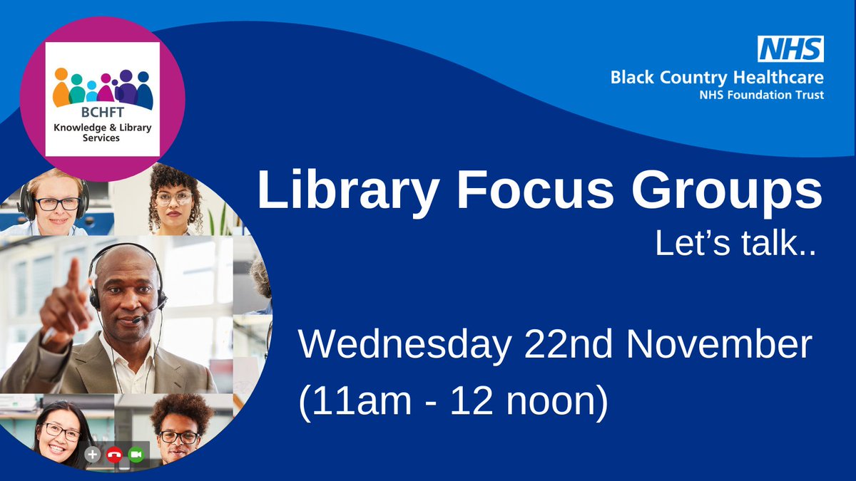 BCHFTLibrary's tweet image. Help us shape the future of Library Services at BCH. Join our Library #FocusGroup on Wednesday 22nd November via MS Teams. Sign up now to receive the MS Teams link direct to your email: forms.office.com/e/g0tM2Y1cqK
