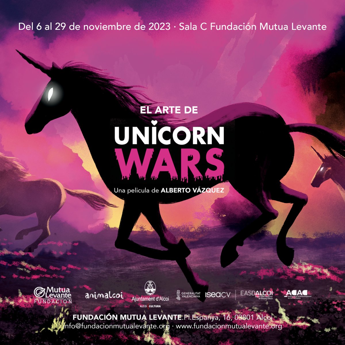 Esperem que gaudiu de l'exposició de "El arte de #UNICORNWARS" de Alberto Vázquez.

Apunta:
📍Sala C FUNDACIÓN MUTUA LEVANTE
      Plaça Espanya, 16, Alcoi
🗓️ Del 6 al 29 de novembre de 2023
✌️ Accés gratuït