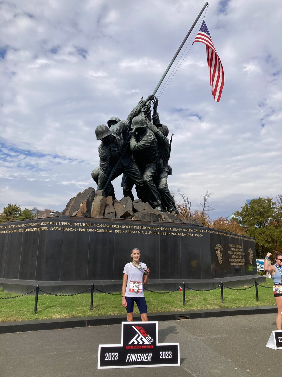 kbrounstein's tweet photo. Thank you so much to everyone who helped me raise over $1,500 for @GOTRMoCo -especially my course-side support squad- while training for the @Marine_Marathon! My students were disappointed that I didn’t WIN, but I was proud to finish 873rd of all females and 144th in my division! https://t.co/APOQtrsWO6